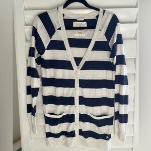 Aerie Navy and White Striped long Cardigan